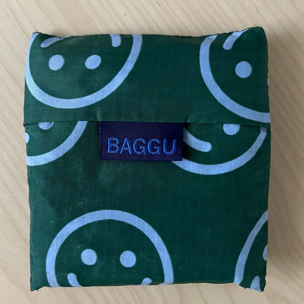 BAGGU Forest Green Smiley Standard Bag